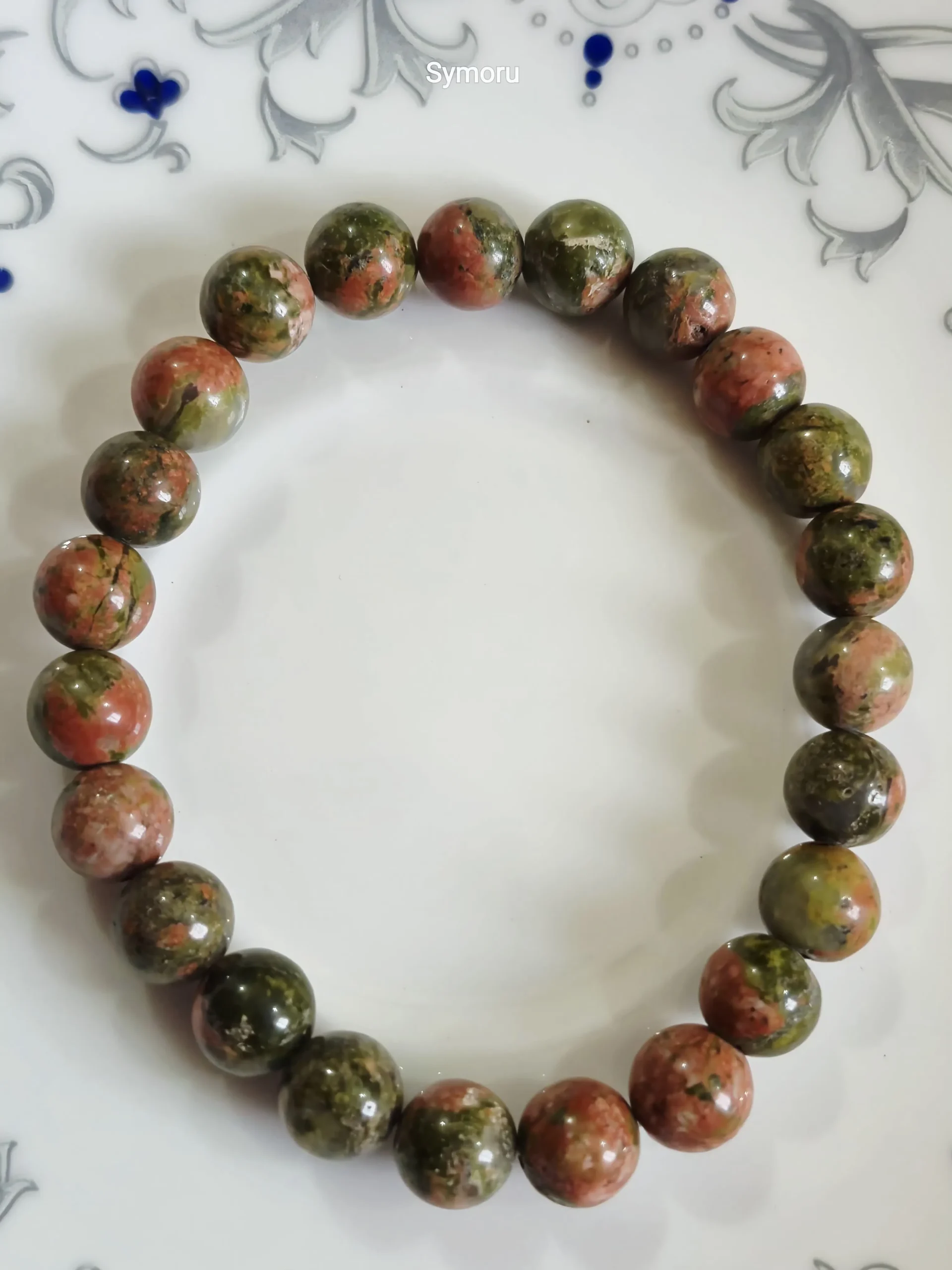 Symoru Natural Unakite Stone Bracelet | Healing Crystal Bracelet | Emotional Balance & Grounding Jewelry | Handmade Gemstone Bracelet - Image 3