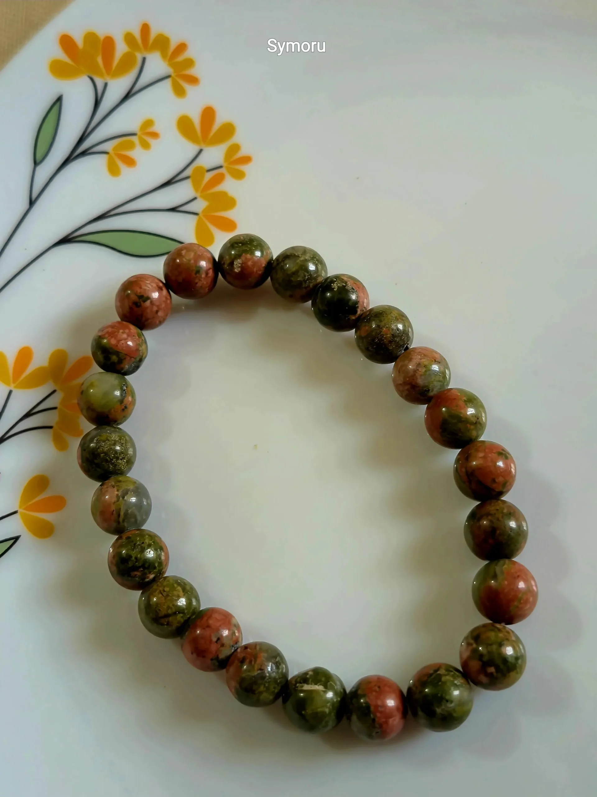 Symoru Natural Unakite Stone Bracelet | Healing Crystal Bracelet | Emotional Balance & Grounding Jewelry | Handmade Gemstone Bracelet - Image 5