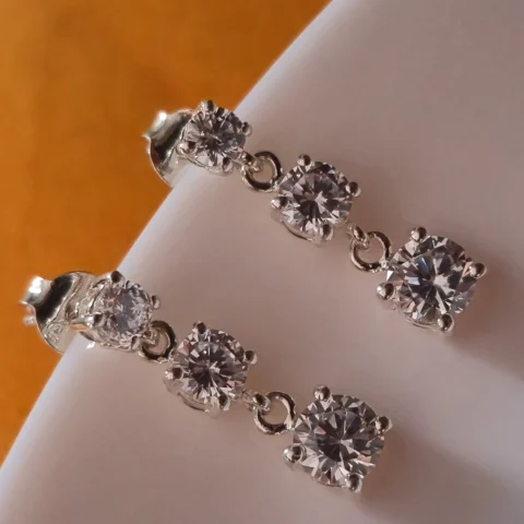 Sterling Silver Pure Silver Earrings Online Dangle Earrings Pure Silver Earrings Online Pre-Owned Kay Diamond Accent  Dangle Earrings In Sterling Silver
