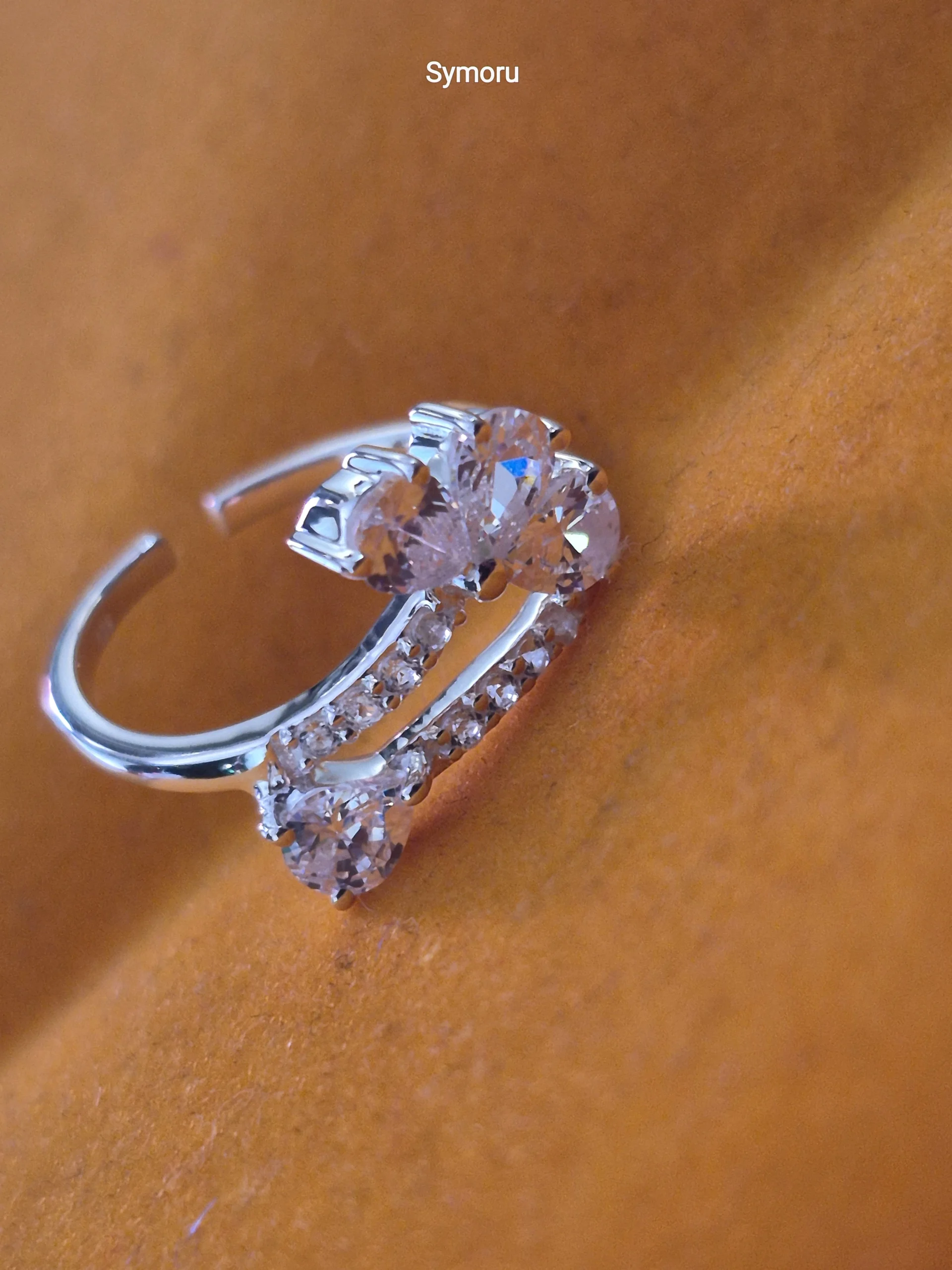 925 Sterling Silver CZ Bypass Ring