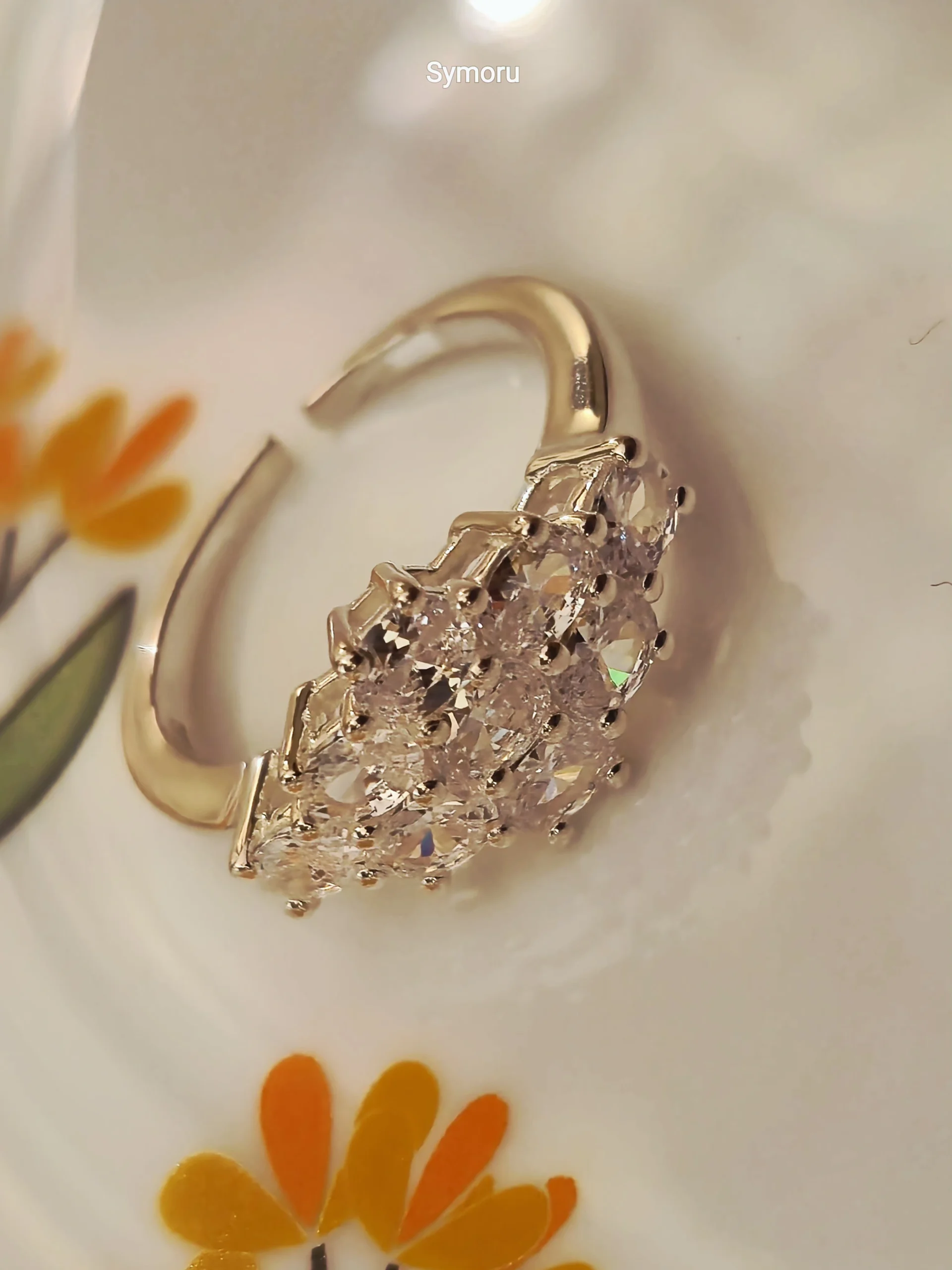 925 Sterling Silver CZ Cluster Ring Adjustable
