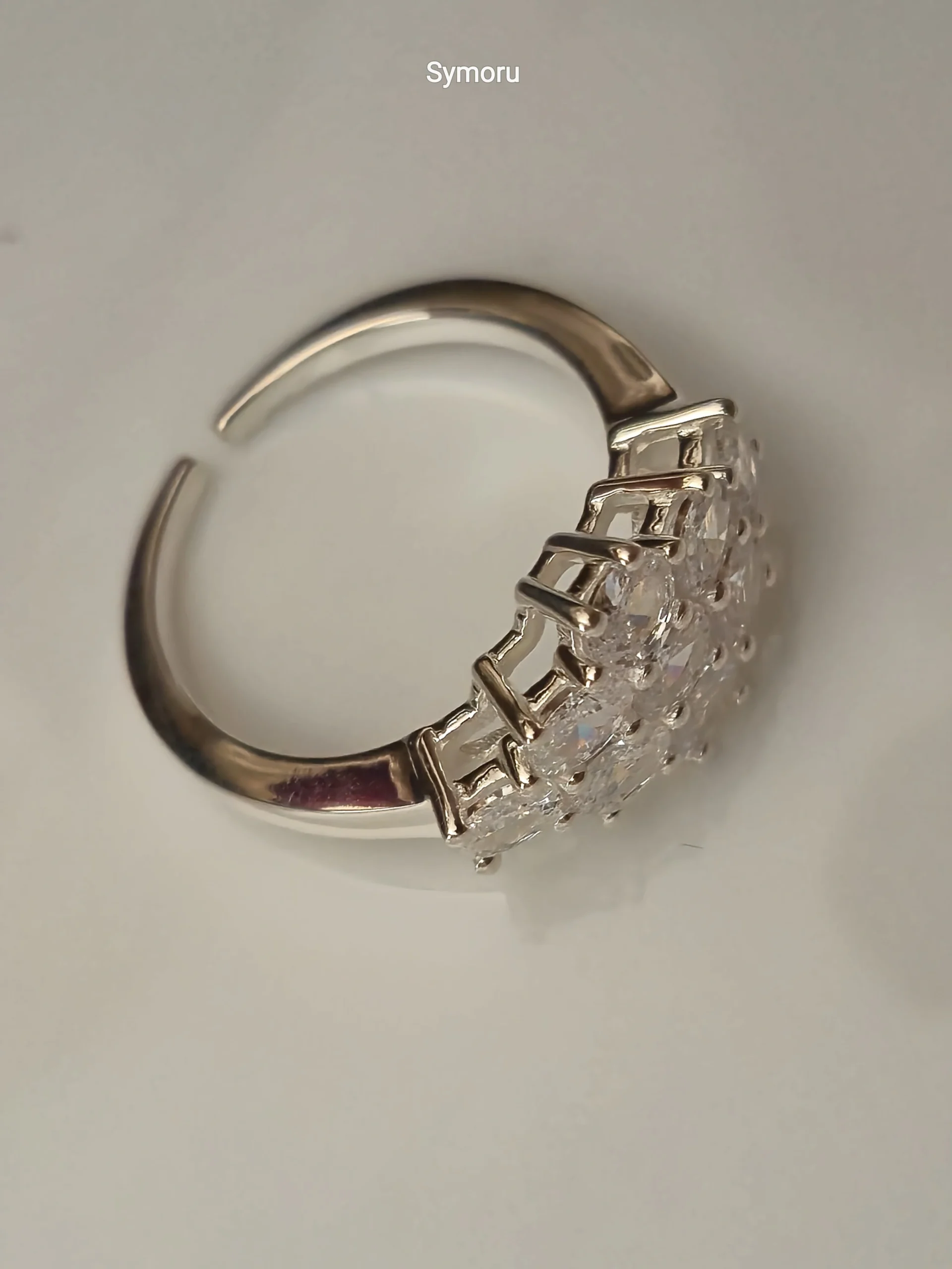 925 Sterling Silver CZ Cluster Ring Adjustable | Sparkling Multi-Stone Silver Ring for Women | Elegant Statement Jewelry by Symoru - Image 4
