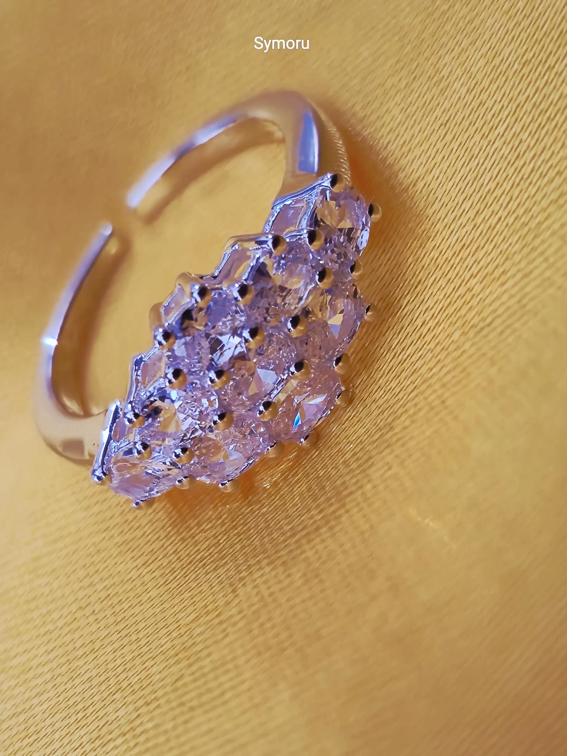 925 Sterling Silver CZ Cluster Ring Adjustable