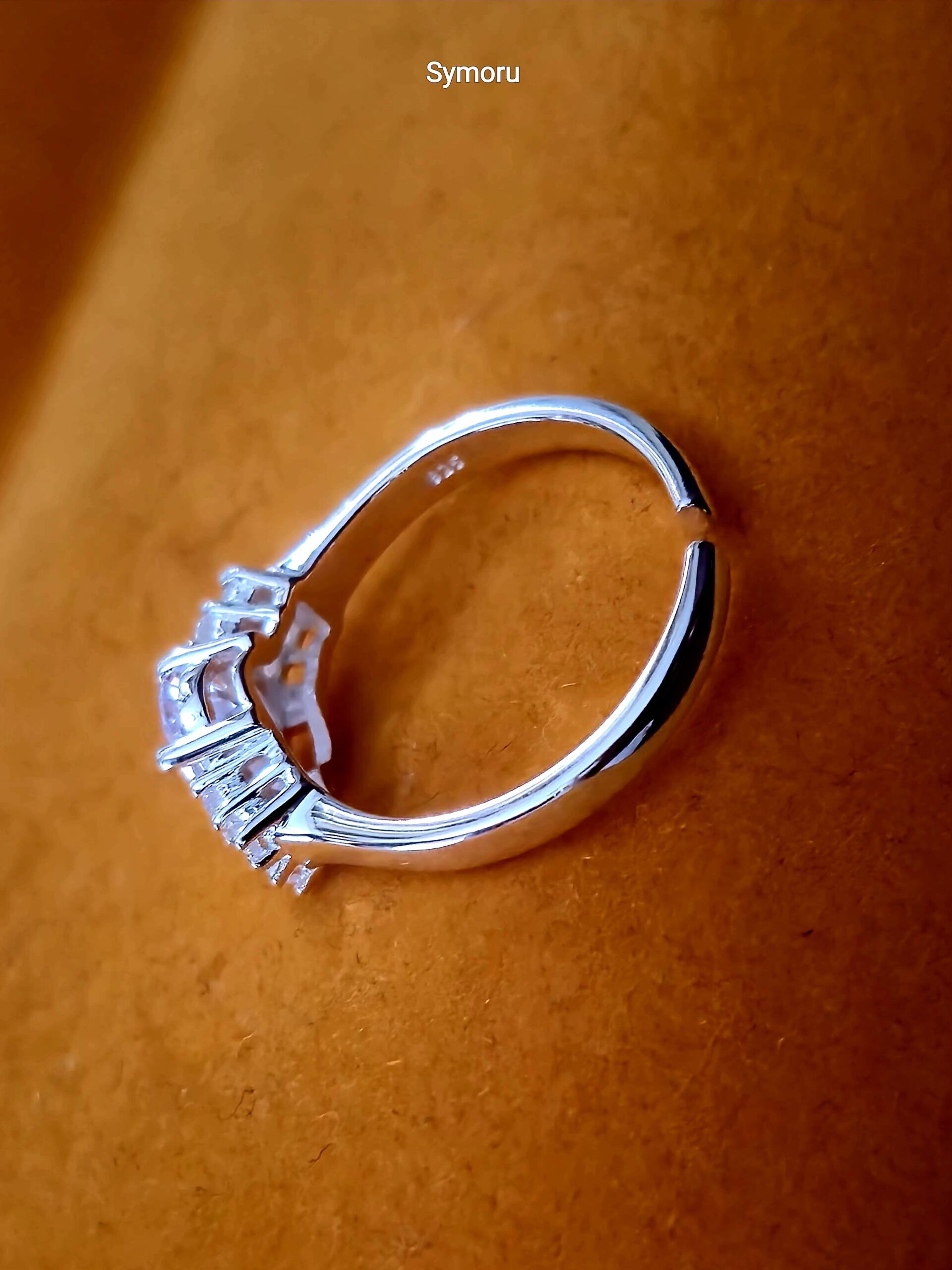 925 Sterling Silver CZ Engagement Ring with Side Stones