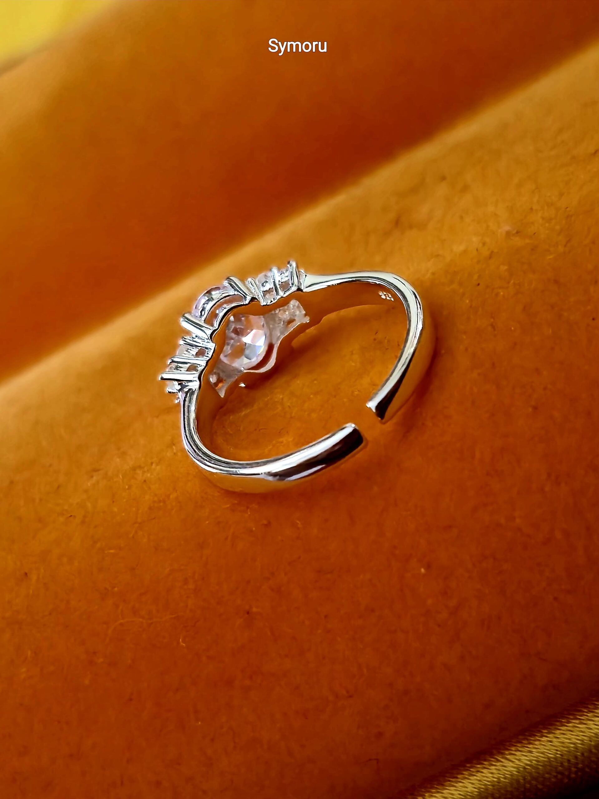 925 Sterling Silver CZ Engagement Ring with Side Stones | Diamond Look Silver Ring for Women | Elegant Statement Jewelry by Symoru - Image 3