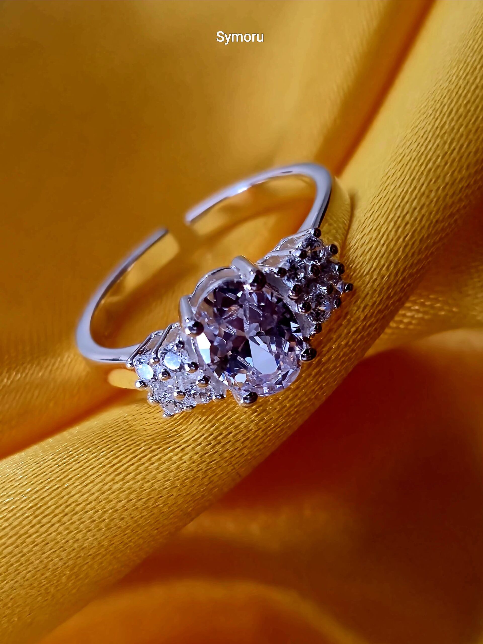 925 Sterling Silver CZ Engagement Ring with Side Stones | Diamond Look Silver Ring for Women | Elegant Statement Jewelry by Symoru