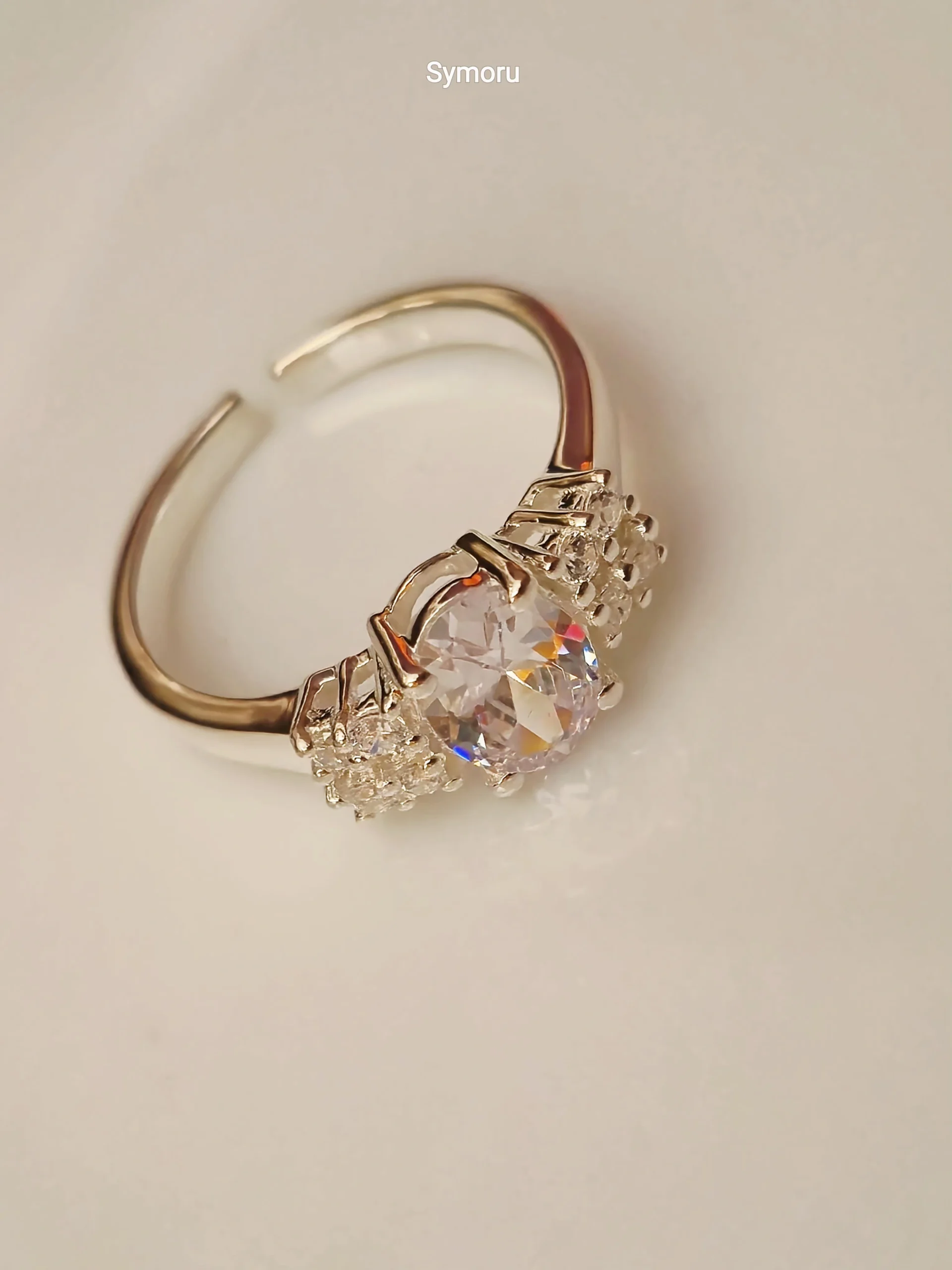 925 Sterling Silver CZ Engagement Ring with Side Stones | Diamond Look Silver Ring for Women | Elegant Statement Jewelry by Symoru - Image 6
