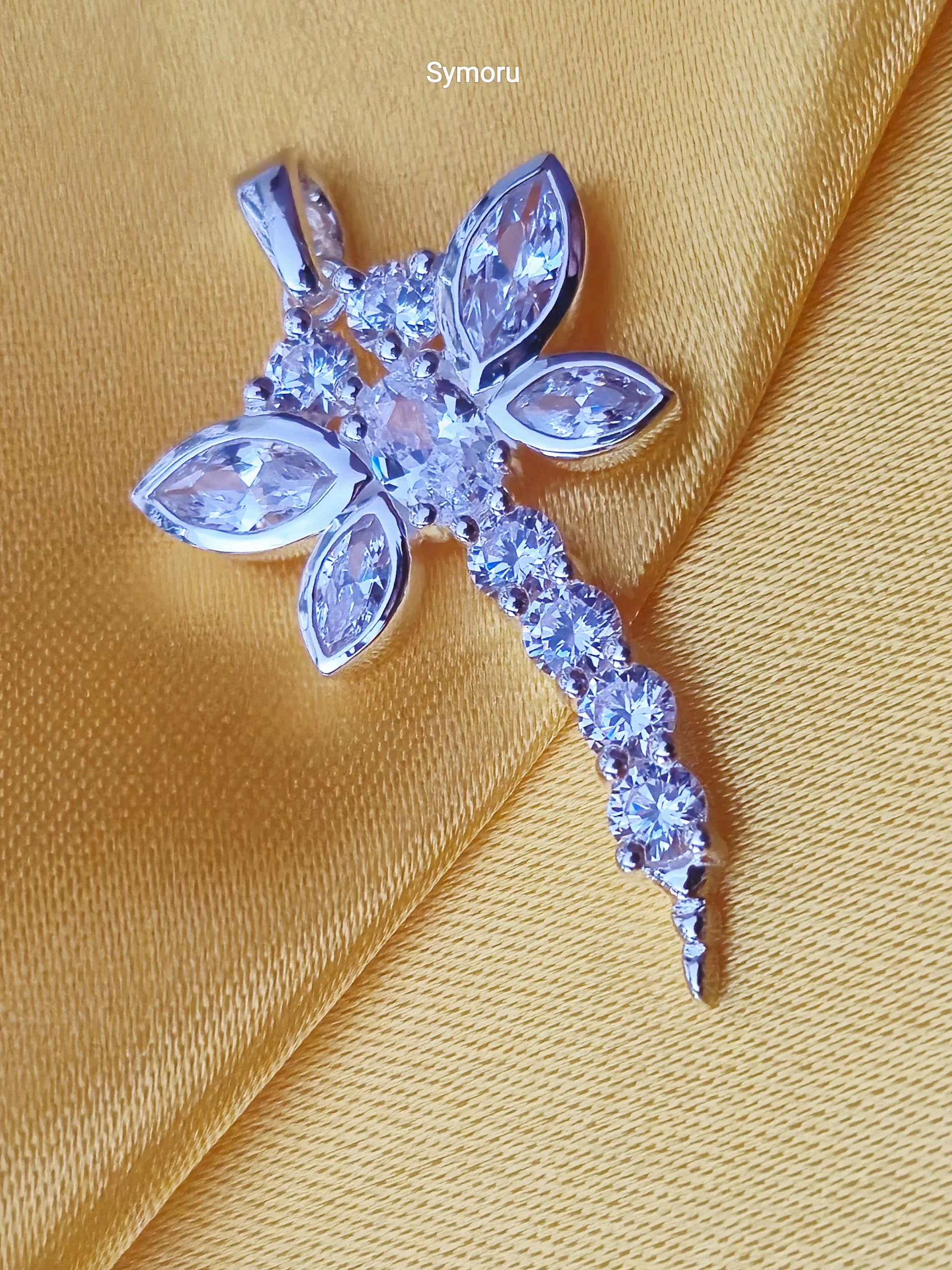925 Sterling Silver Dragonfly Pendant | Cubic Zirconia Dragonfly Charm for Women | Elegant CZ Silver Pendant by Symoru