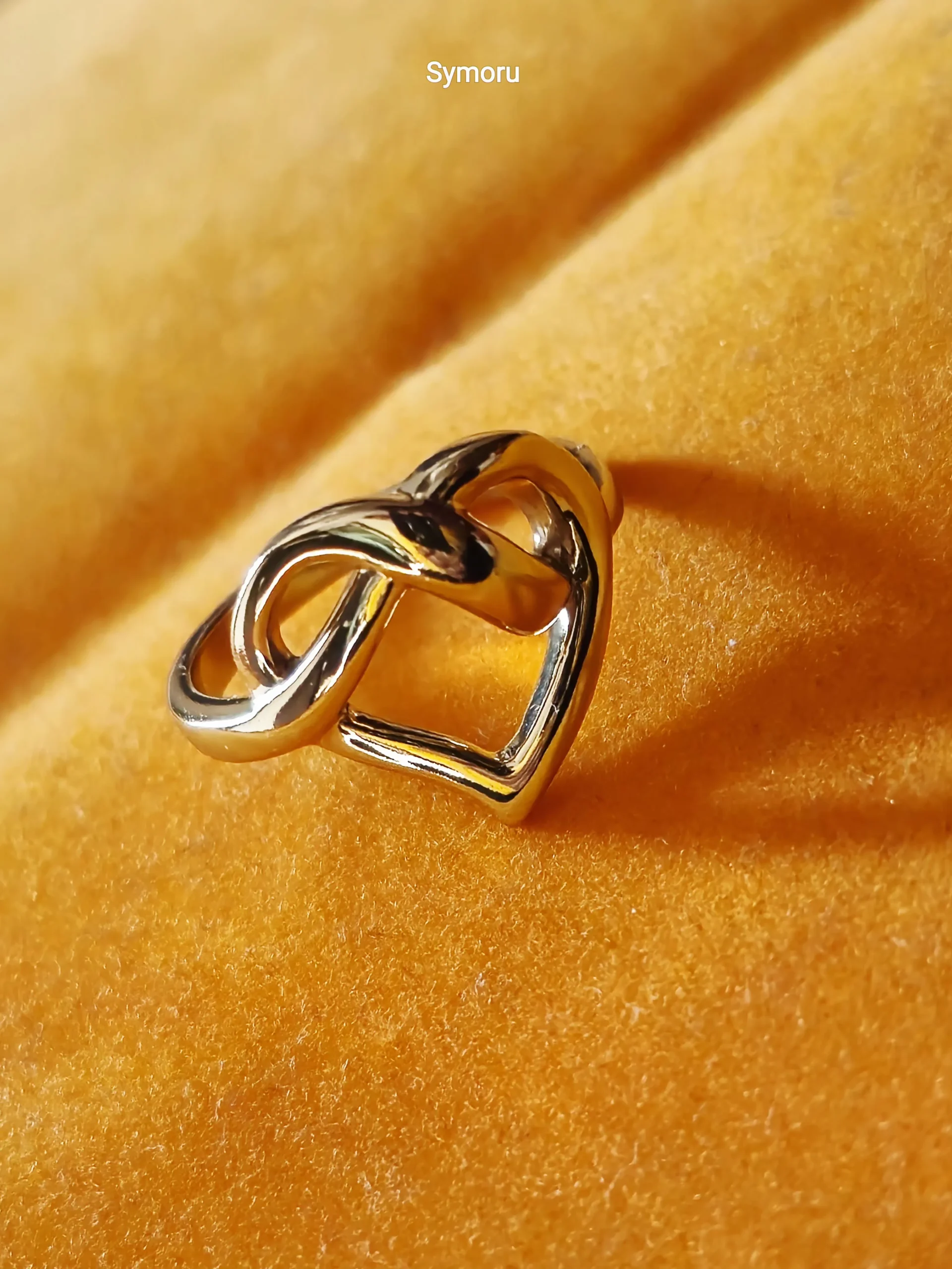 Infinity Heart Gold Plated Brass Ring | Love Knot Heart Shape Band | Symbol of Forever by Symoru - Image 3