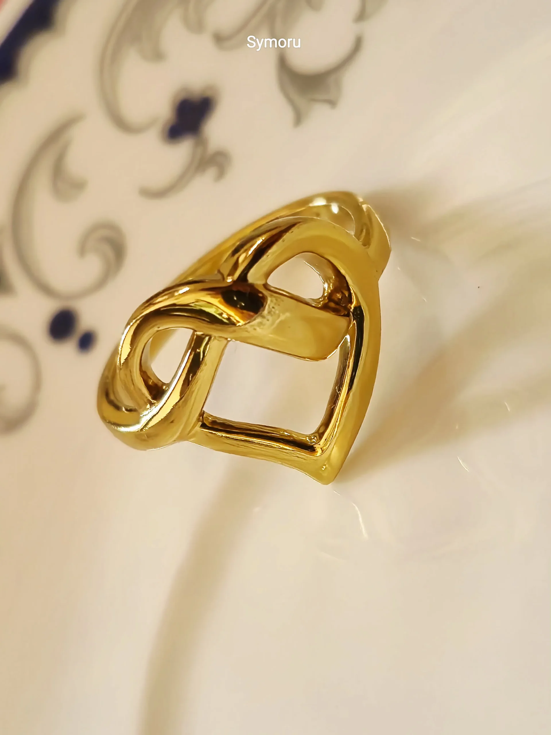 Infinity Heart Gold Plated Brass Ring | Love Knot Heart Shape Band | Symbol of Forever by Symoru - Image 4