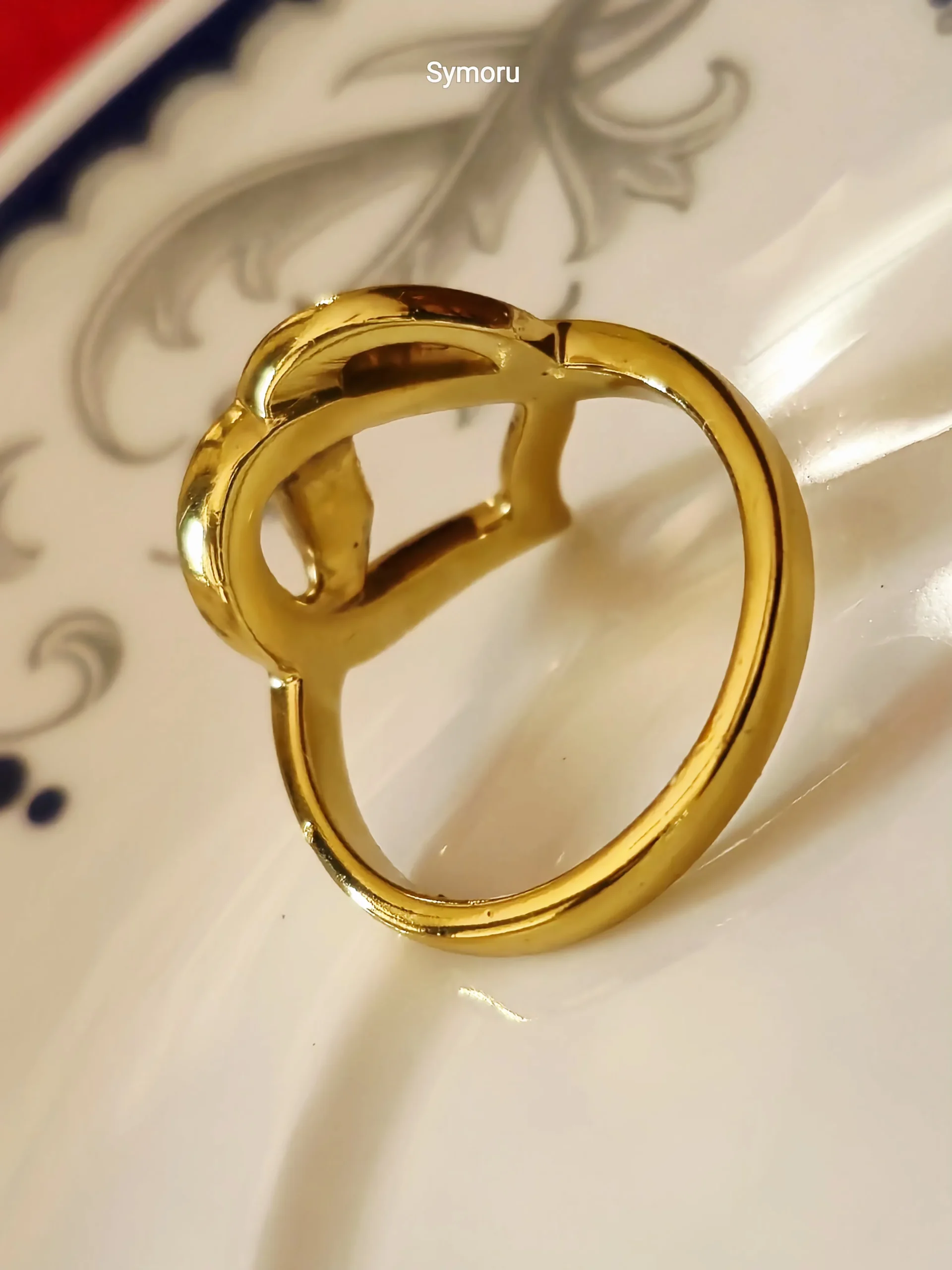 Infinity Heart Gold Plated Brass Ring | Love Knot Heart Shape Band | Symbol of Forever by Symoru - Image 5