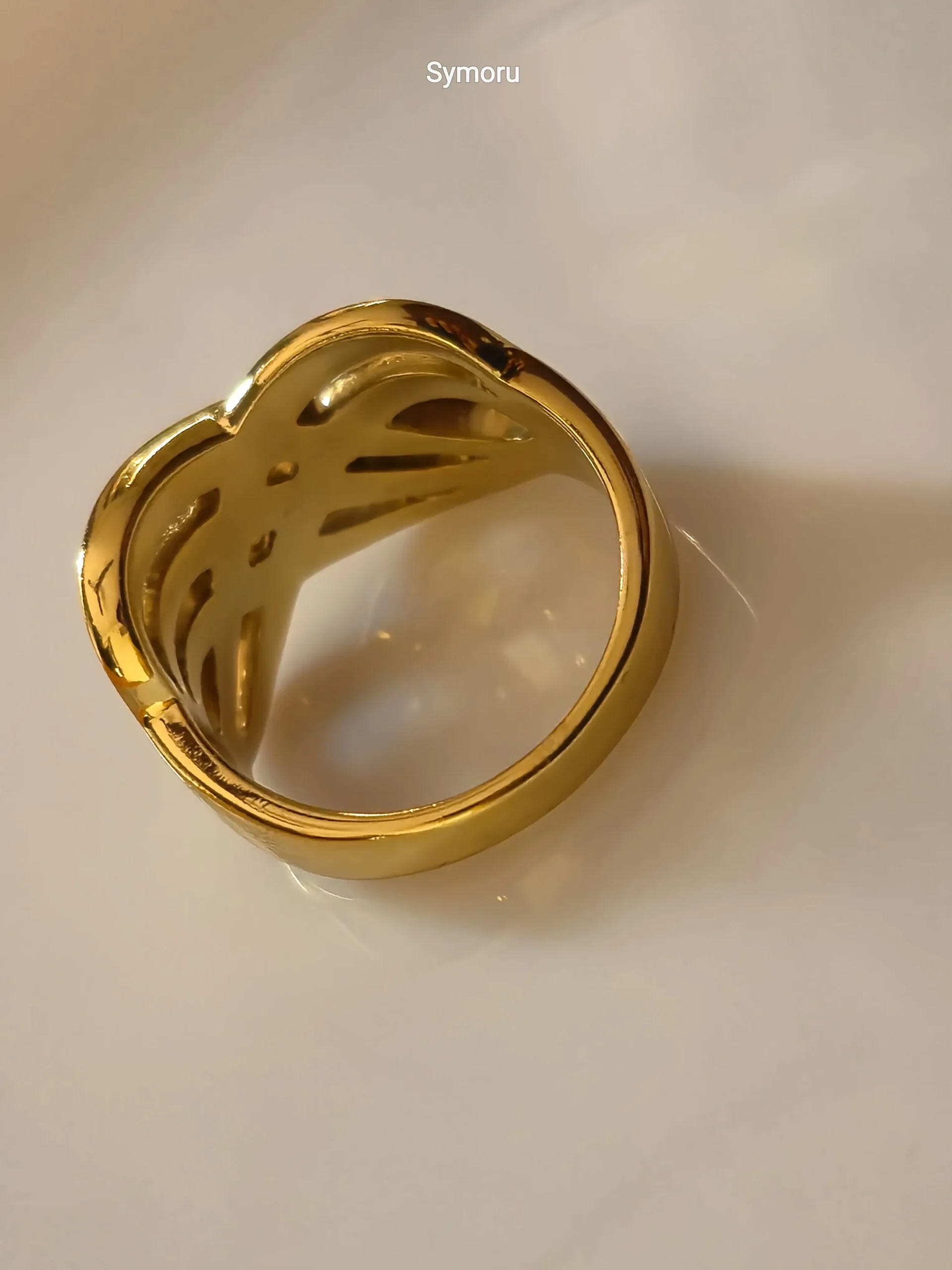Gold Tone Multi-Line Open Cage Ring