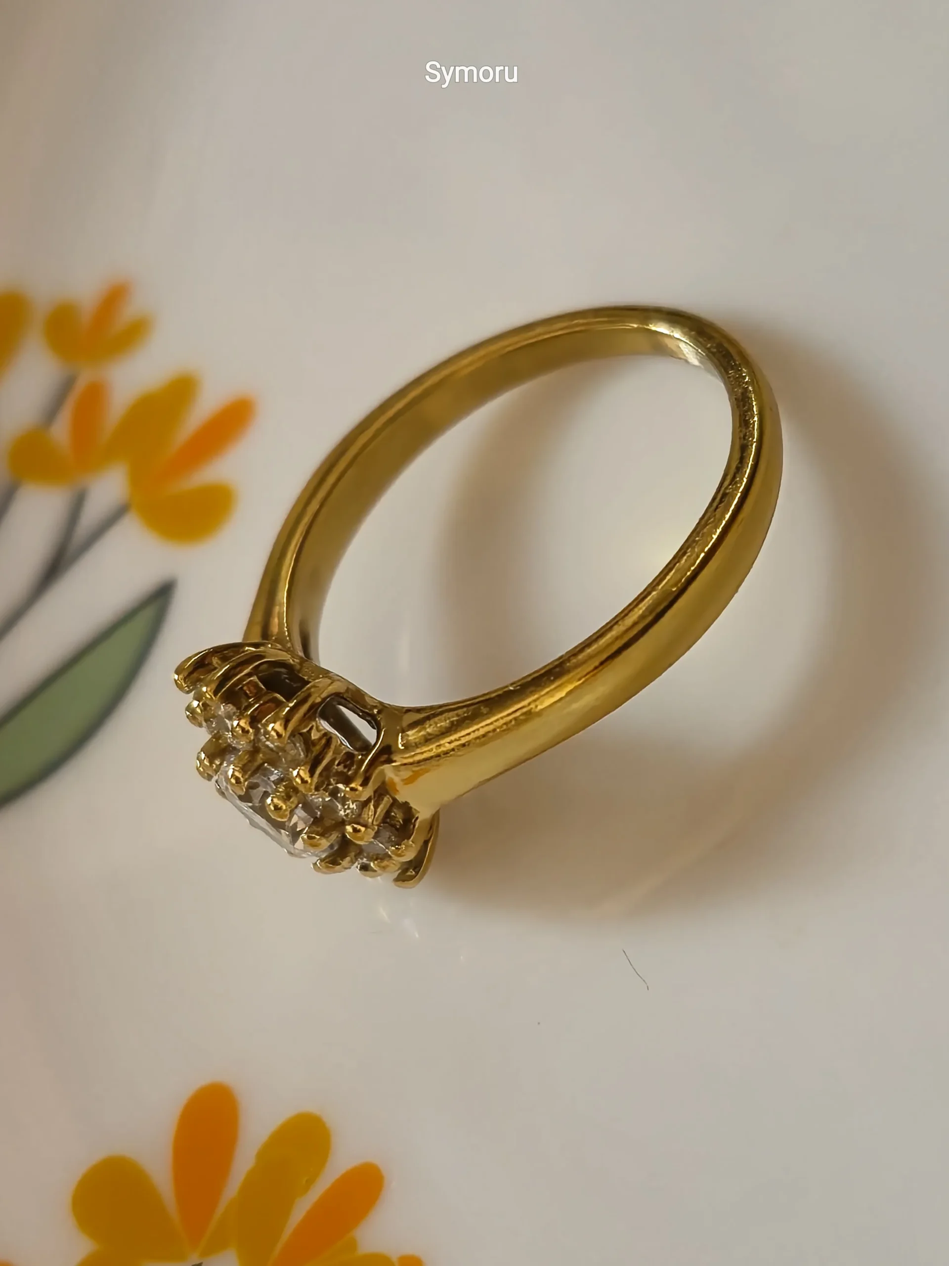 Luxury Halo CZ Gold Plated Brass Ring for Women | Diamond Look Cluster Engagement Ring | Symoru - Image 4