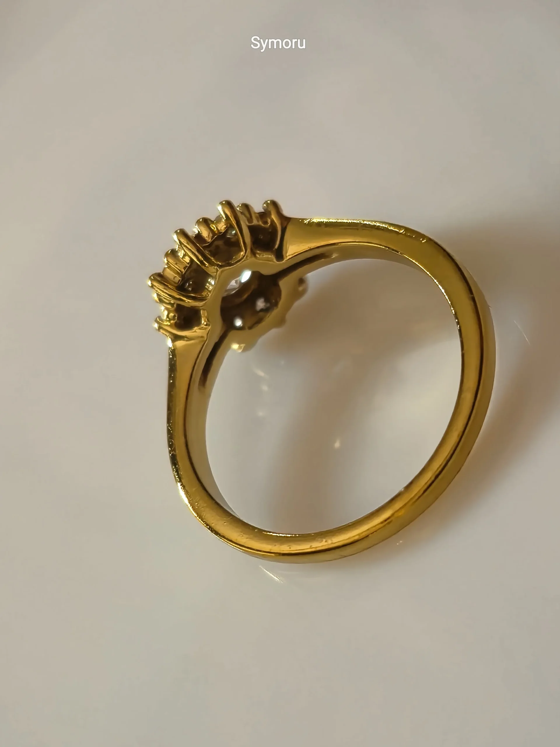 Luxury Halo CZ Gold Plated Brass Ring for Women | Diamond Look Cluster Engagement Ring | Symoru - Image 5