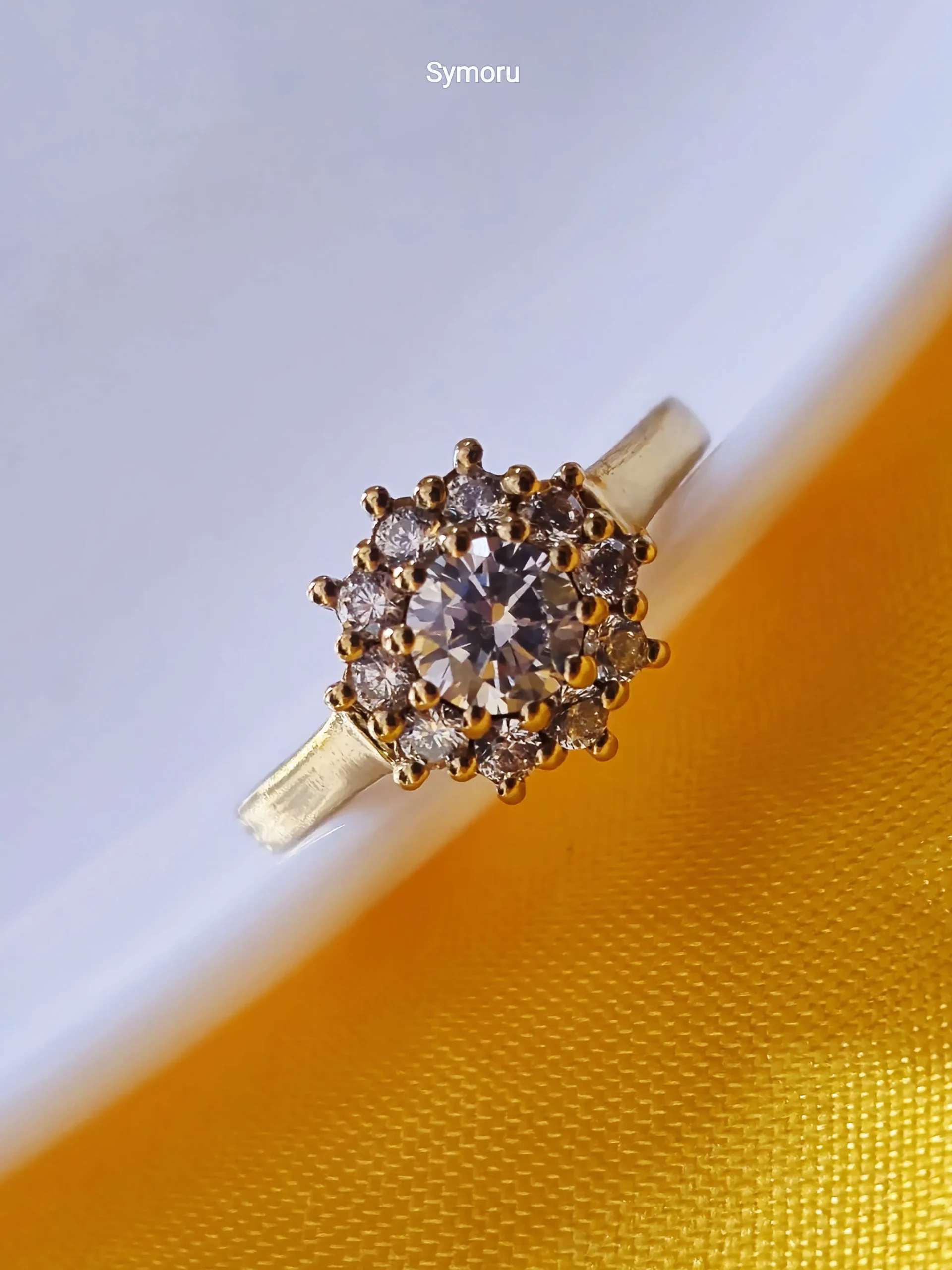 Luxury Halo CZ Gold Ring