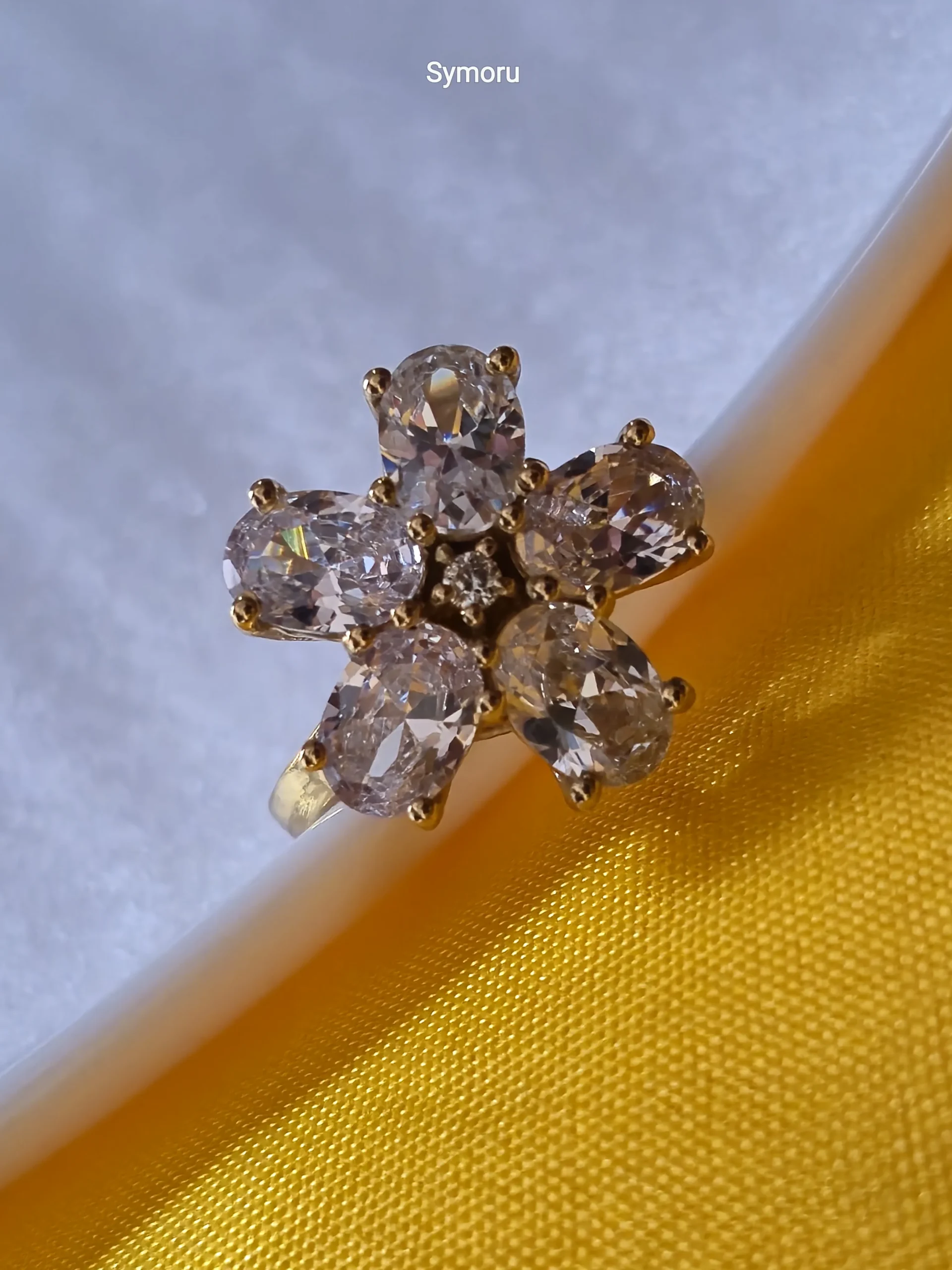 Floral Cluster Cubic Zirconia Gold Ring