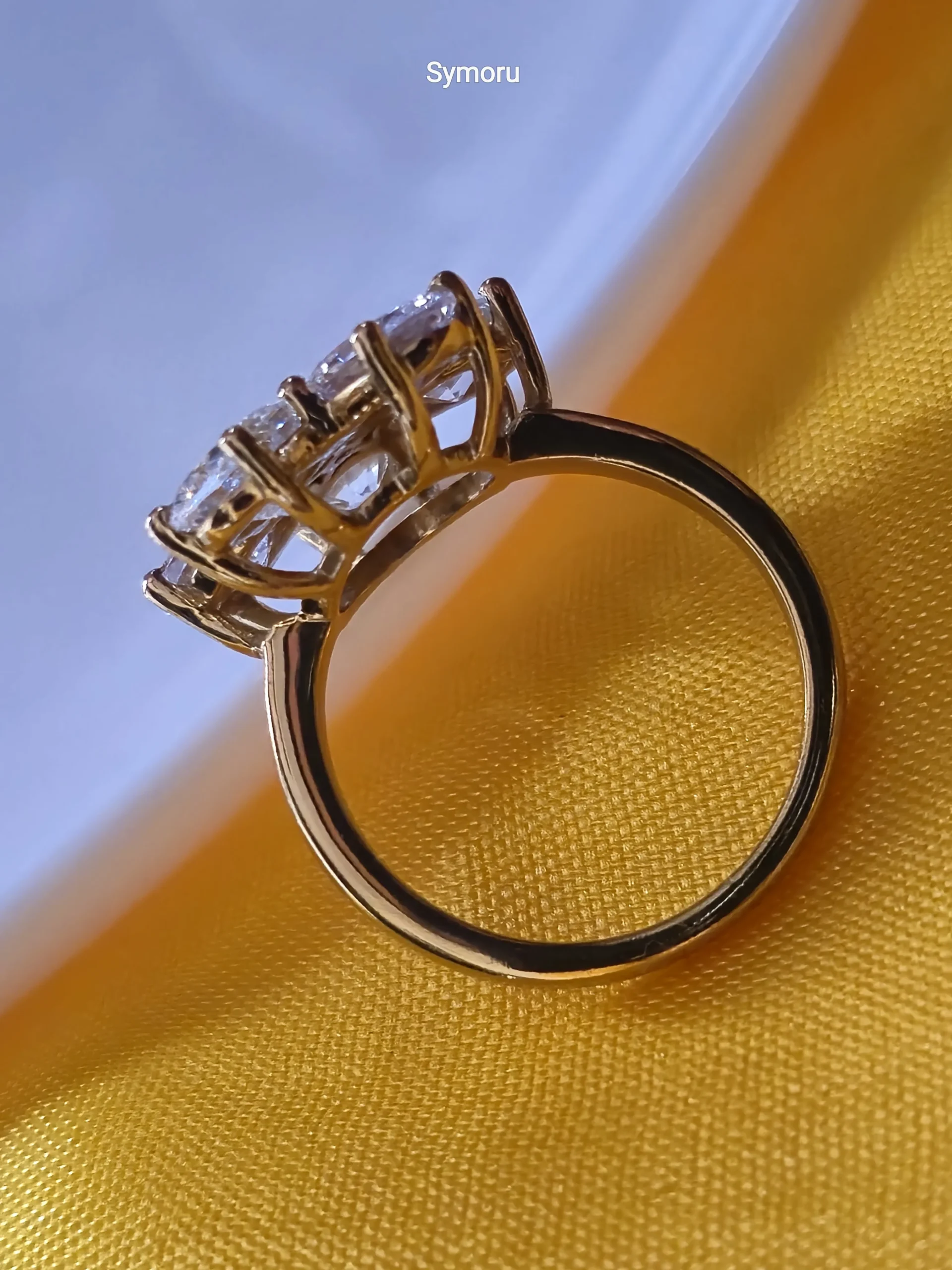 Floral Cluster Cubic Zirconia Gold Ring for Women | Diamond Look Flower Ring | Symoru - Image 2