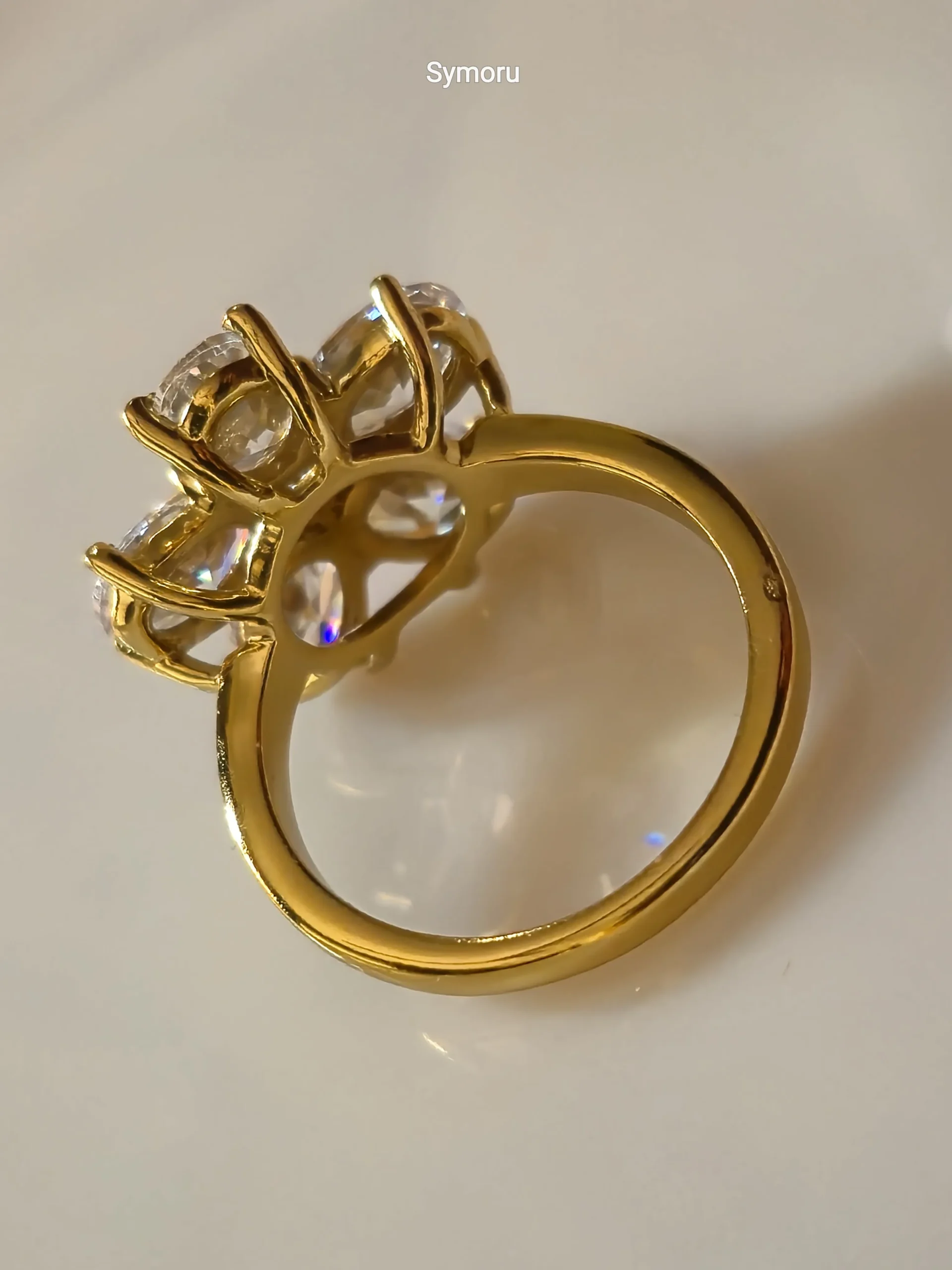 Floral Cluster Cubic Zirconia Gold Ring for Women | Diamond Look Flower Ring | Symoru - Image 4