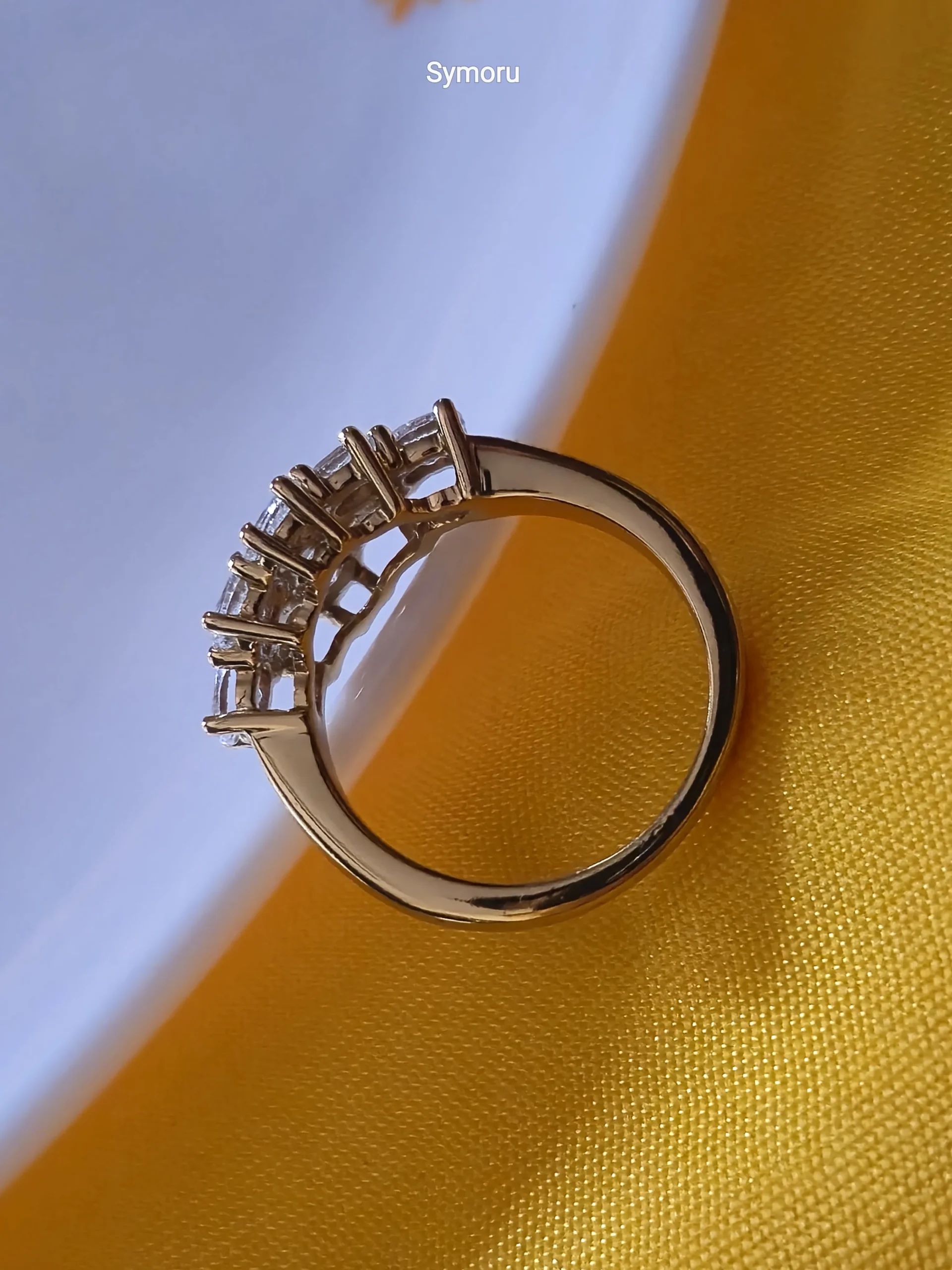 Luxury Cluster CZ Gold Plated Brass Ring for Women | Diamond Look Party & Bridal Ring | Symoru - Image 2