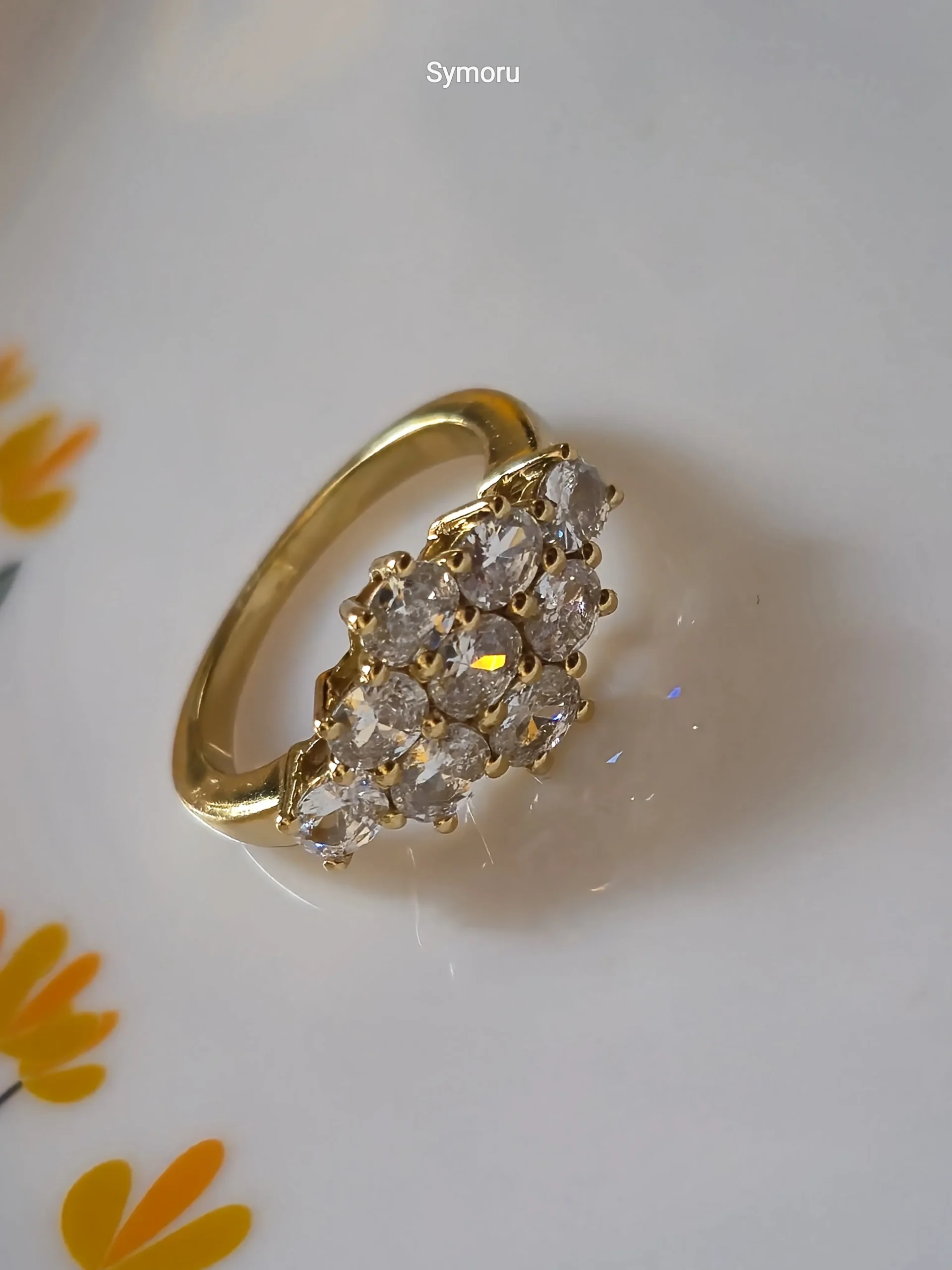 Luxury Cluster CZ Gold Plated Brass Ring for Women | Diamond Look Party & Bridal Ring | Symoru - Image 4