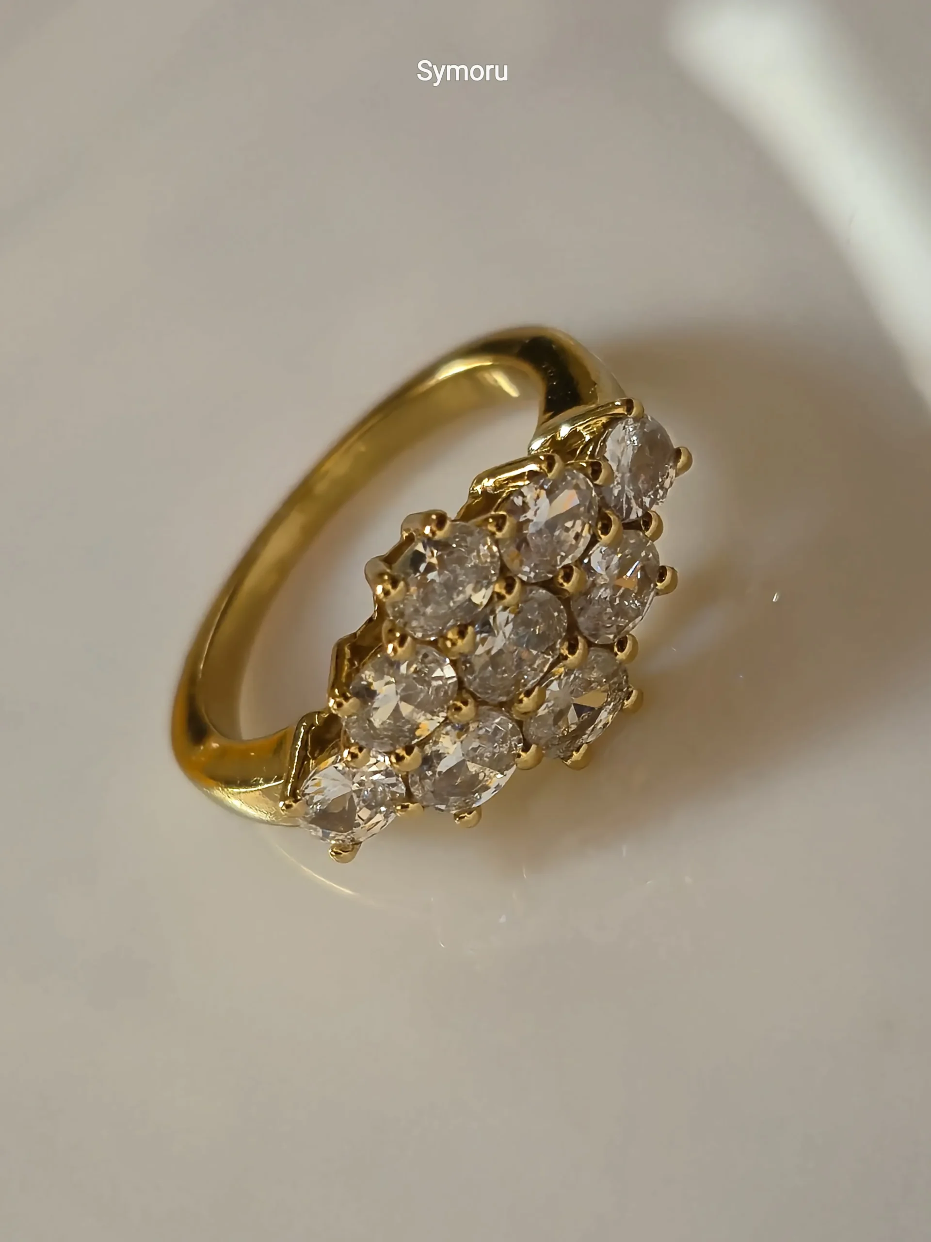 Luxury Cluster CZ Gold Plated Brass Ring for Women | Diamond Look Party & Bridal Ring | Symoru - Image 6