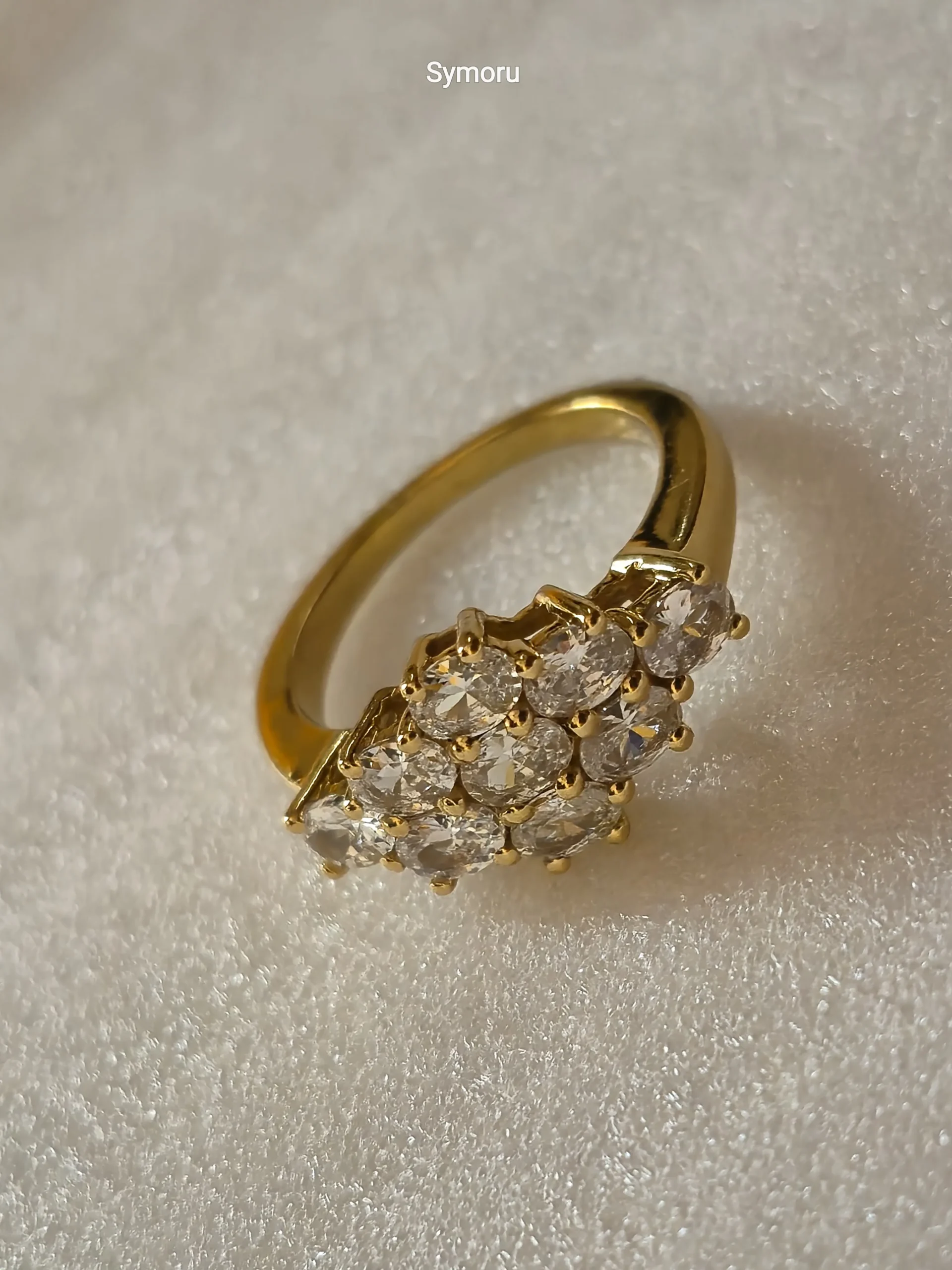 Luxury Cluster CZ Gold Plated Brass Ring for Women | Diamond Look Party & Bridal Ring | Symoru - Image 3