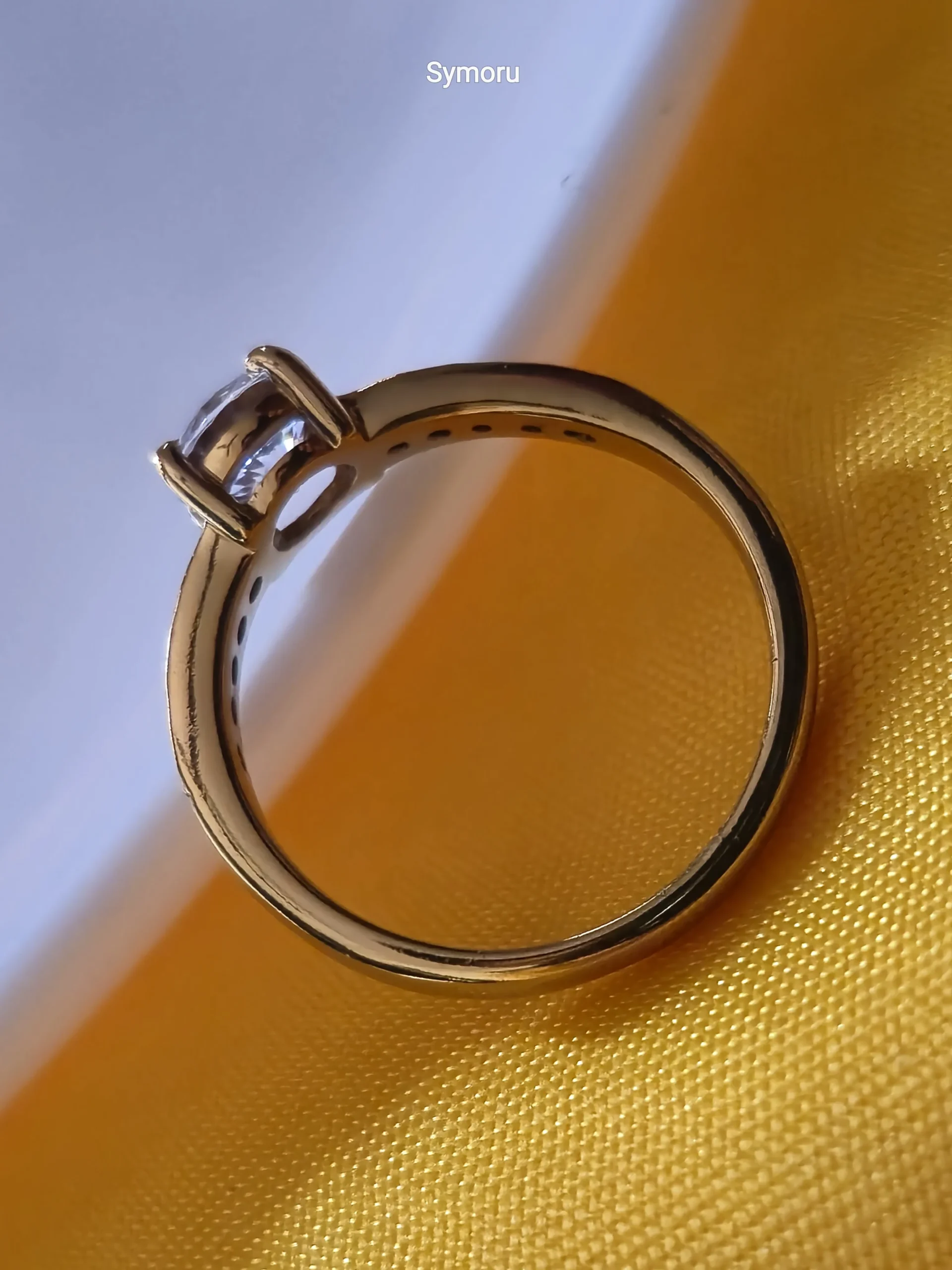 Classic Solitaire CZ Gold Plated Brass Ring for Women | Diamond Look Engagement & Daily Wear | Symoru - Image 2