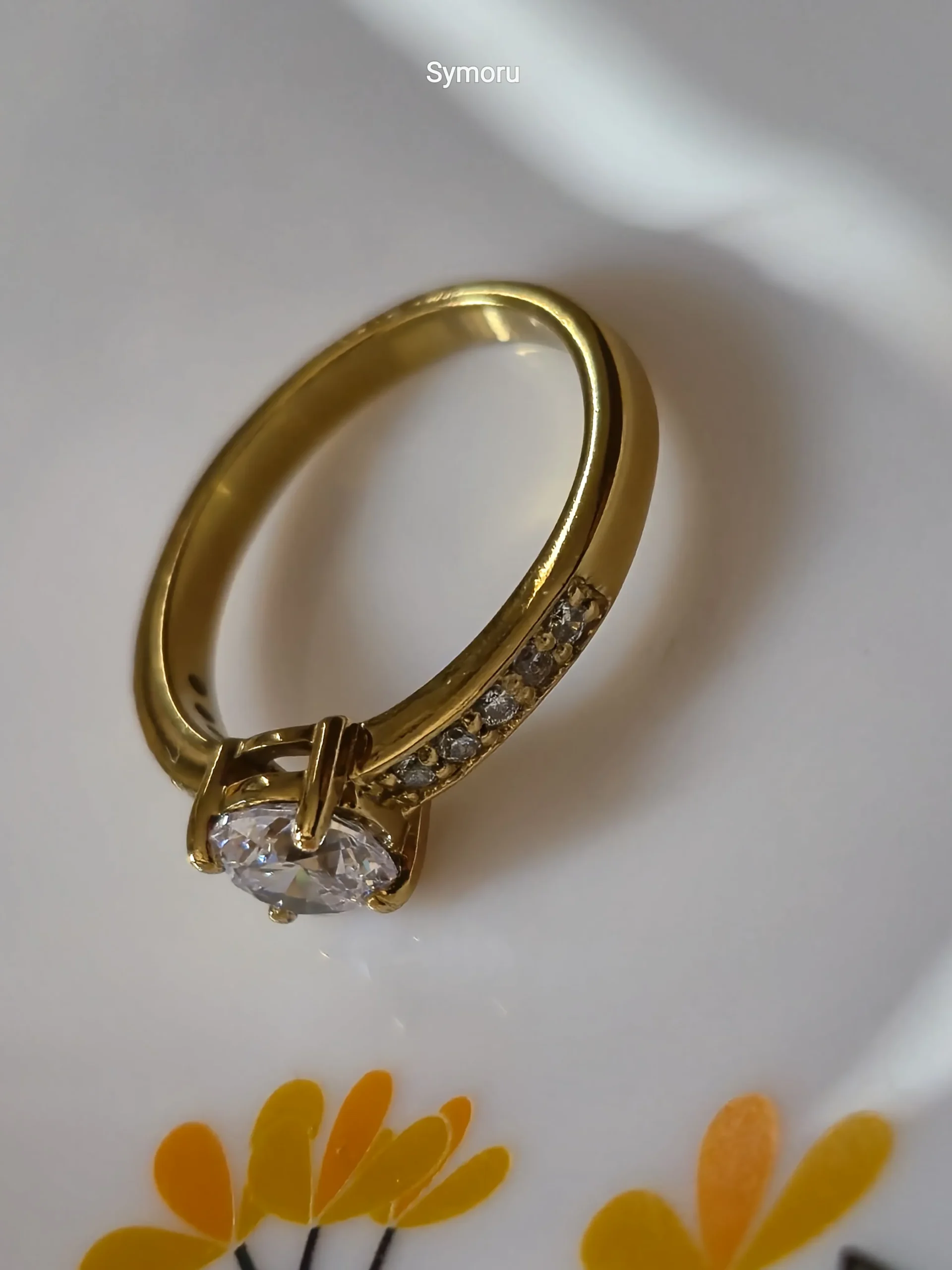 Classic Solitaire CZ Gold Plated Brass Ring for Women | Diamond Look Engagement & Daily Wear | Symoru - Image 3