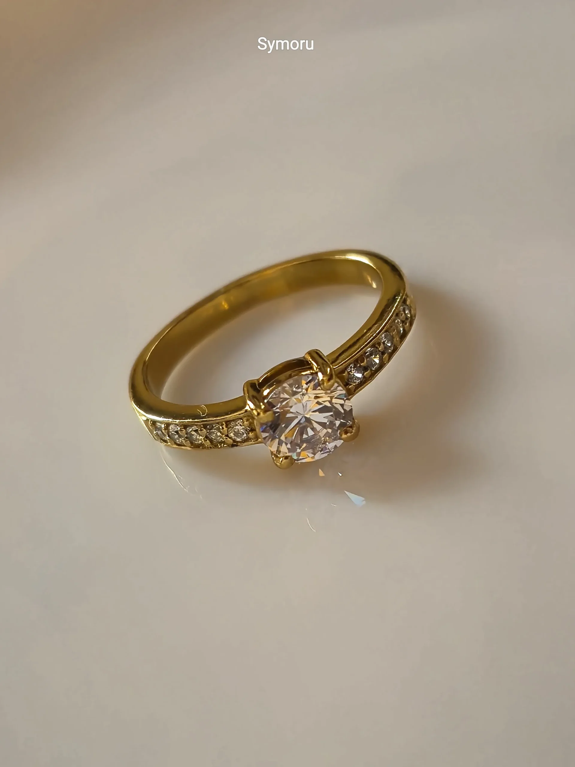 Classic Solitaire CZ Gold Plated Brass Ring for Women | Diamond Look Engagement & Daily Wear | Symoru - Image 4