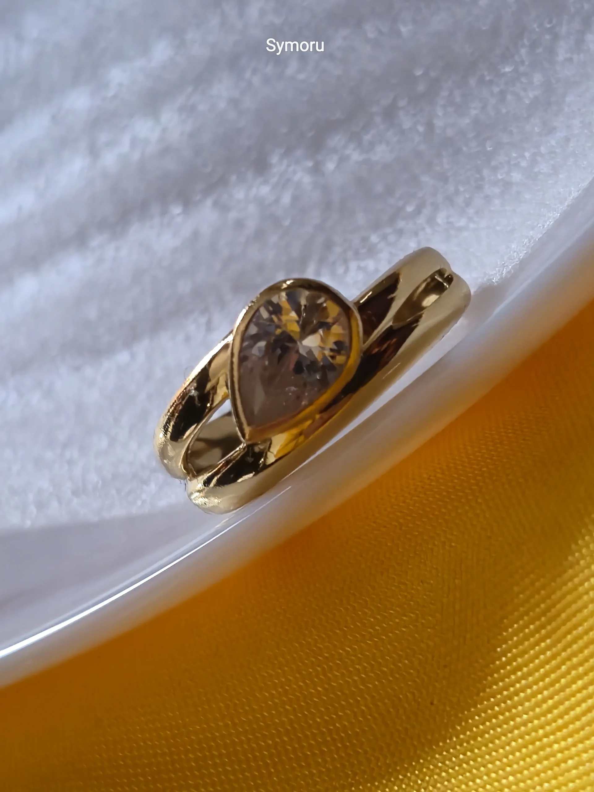 Golden Orbit Clear Crystal Oval Gold Ring