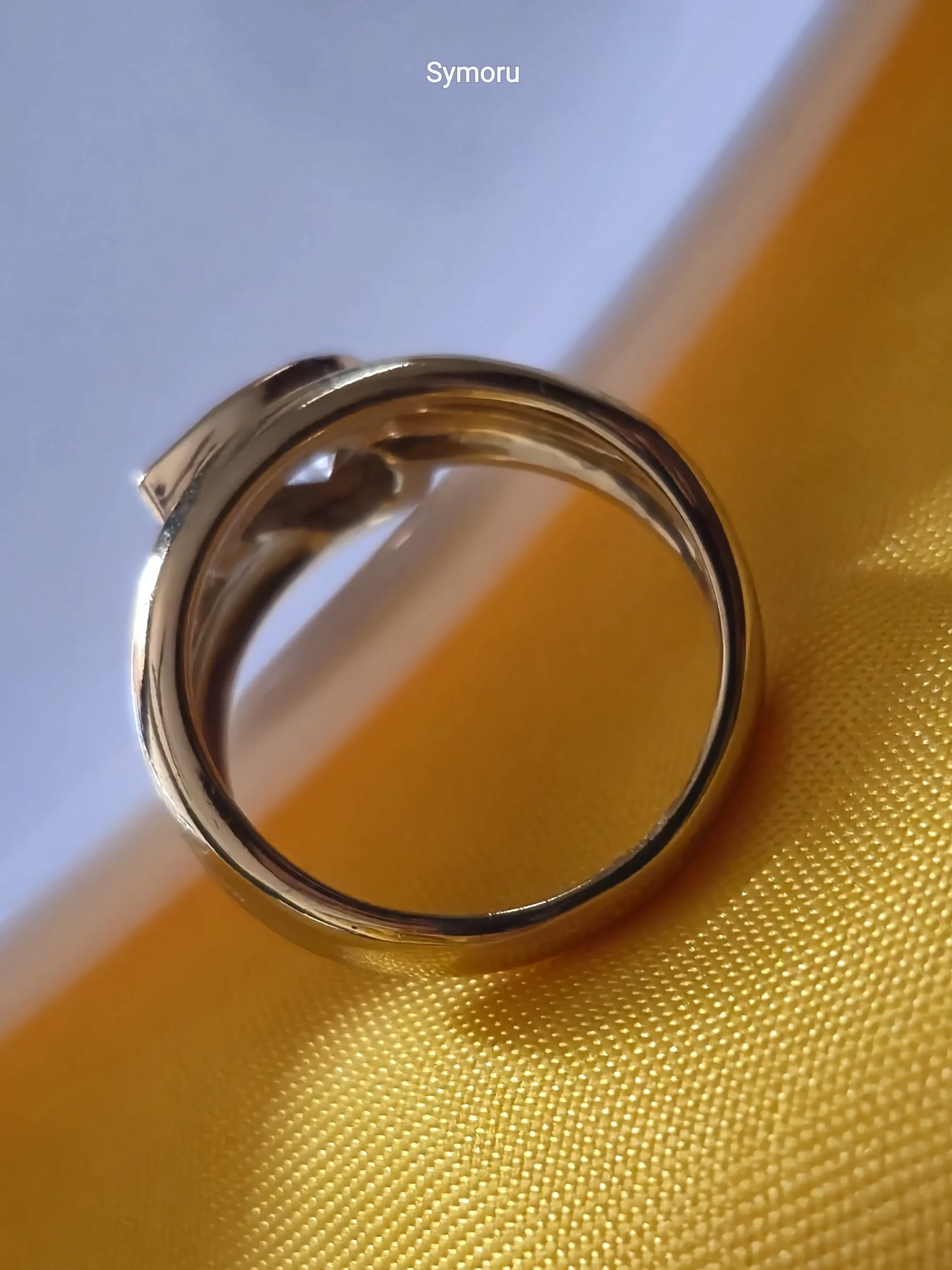 Golden Orbit Clear Crystal Oval Gold Plated Brass Ring | Modern Open Shank Designer Ring | Symoru - Image 5