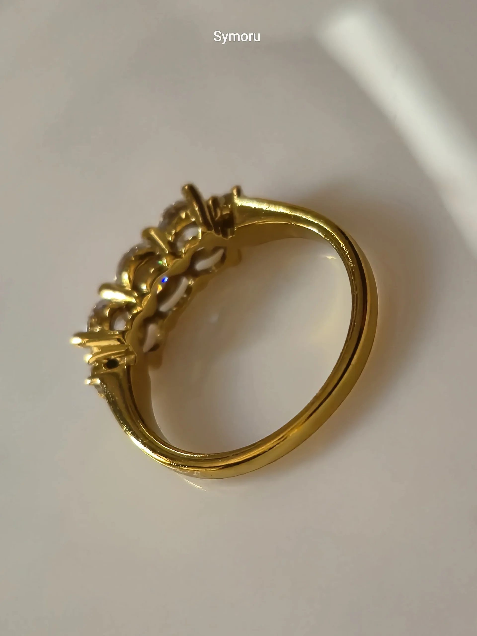 Elegant Three Stone CZ Gold Plated Brass Ring for Women | Diamond Look Daily & Party Wear | Symoru - Image 6