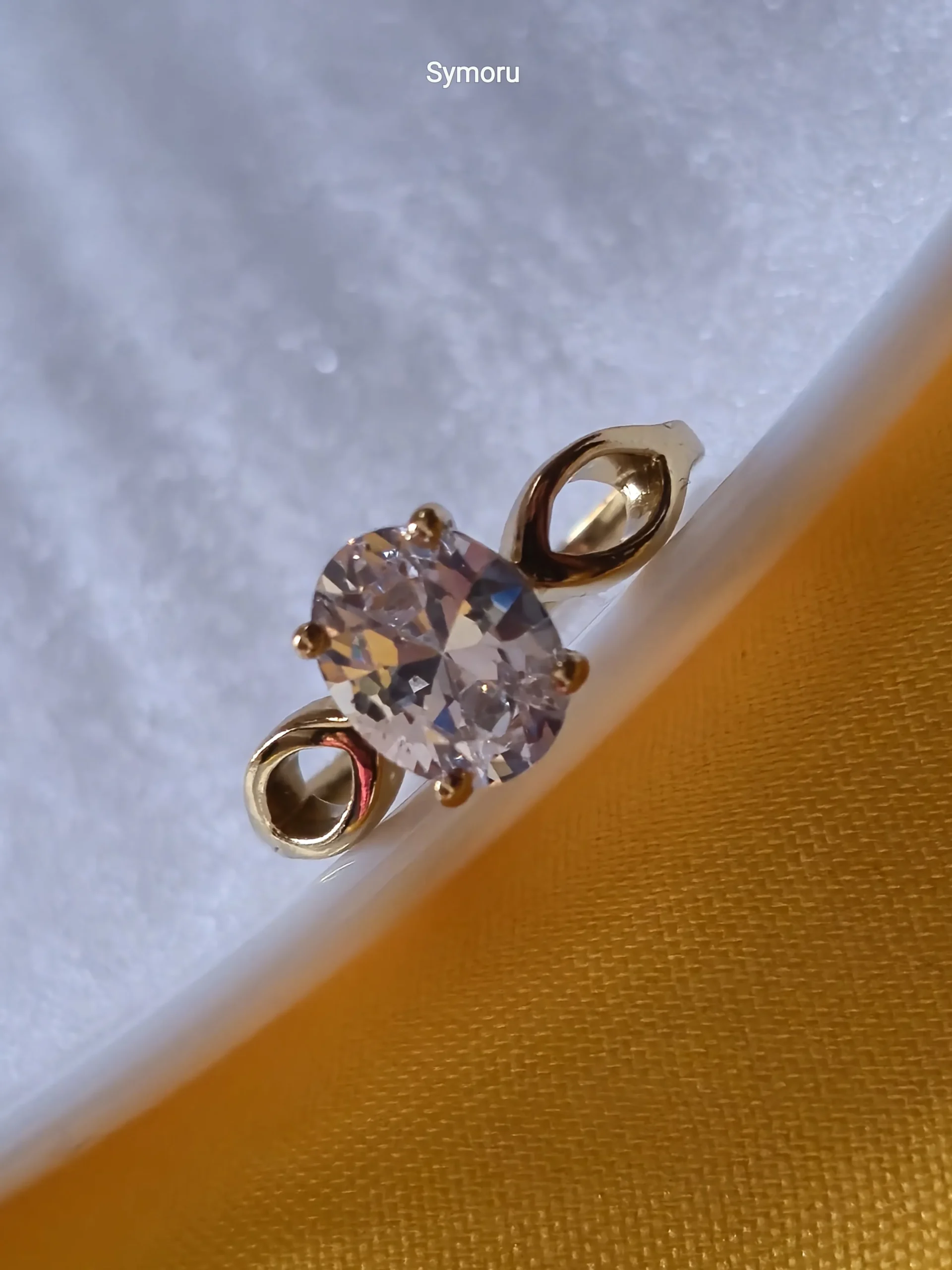 Swirl Design Cubic Zirconia Solitaire Gold Ring for Women | Diamond Look Engagement Ring | Symoru - Image 3