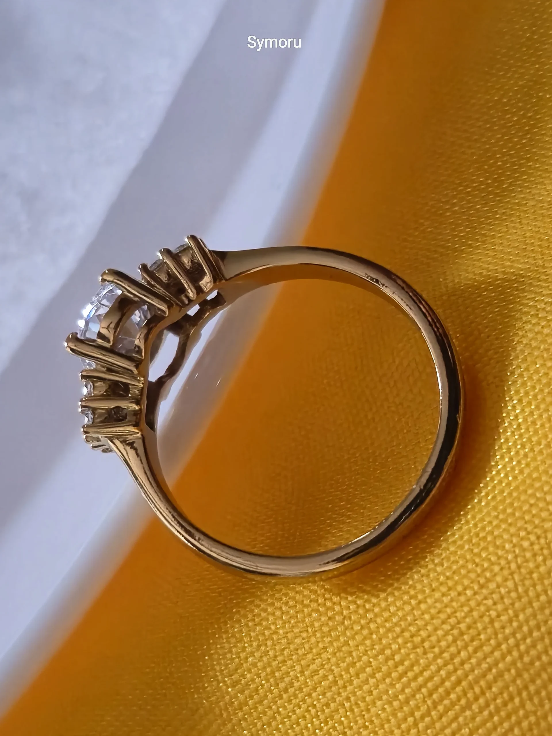 Classic Round Solitaire CZ Gold Plated Brass Ring for Women | Diamond Look Cluster Ring | Symoru - Image 3