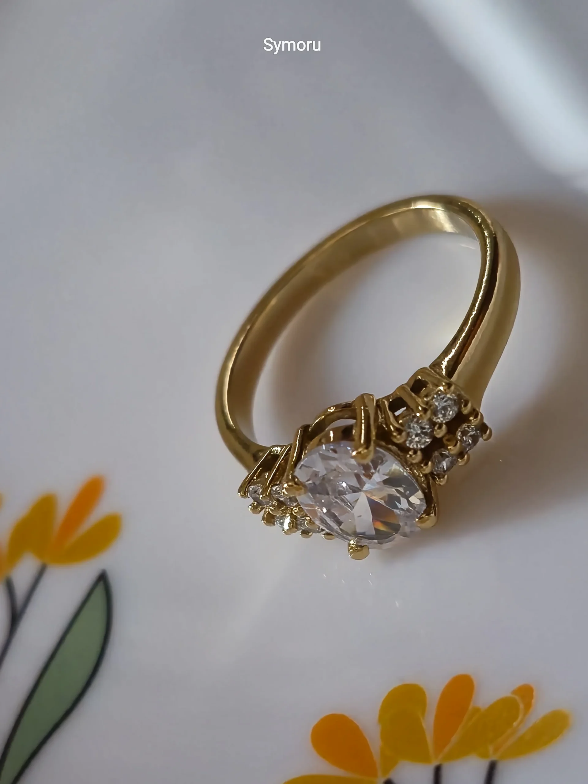 Classic Round Solitaire CZ Gold Plated Brass Ring for Women | Diamond Look Cluster Ring | Symoru - Image 4