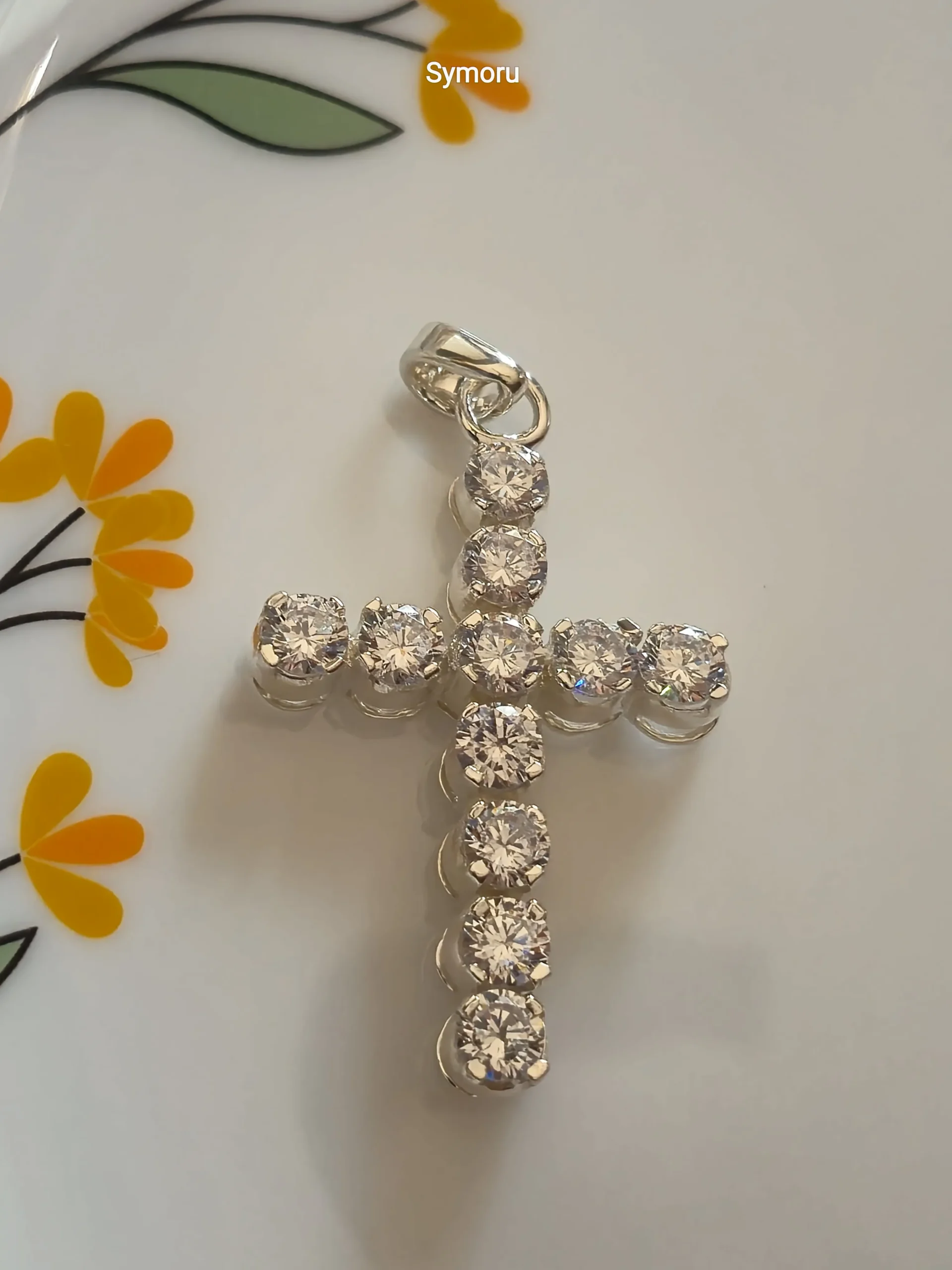 925 Sterling Silver Round Cut Zircon Cross Pendant for Women & Men